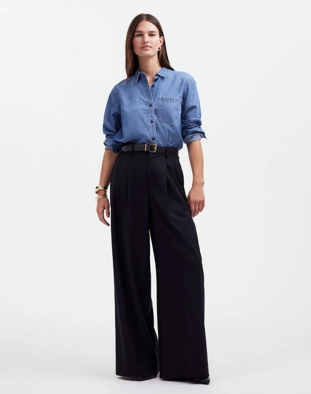 MADEWELL The Harlow Superwide-Leg Trouser True Black Sz 14 $148 {G14}